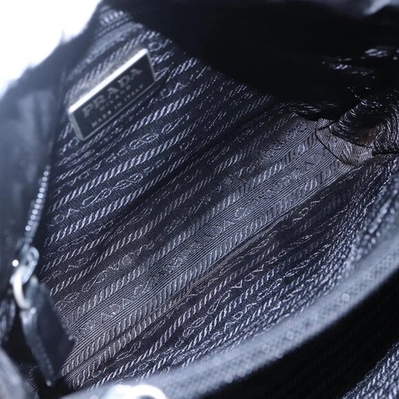PRADA Shoulder Bag Nylon Leather Black Silver Auth - Picture 11 of 16